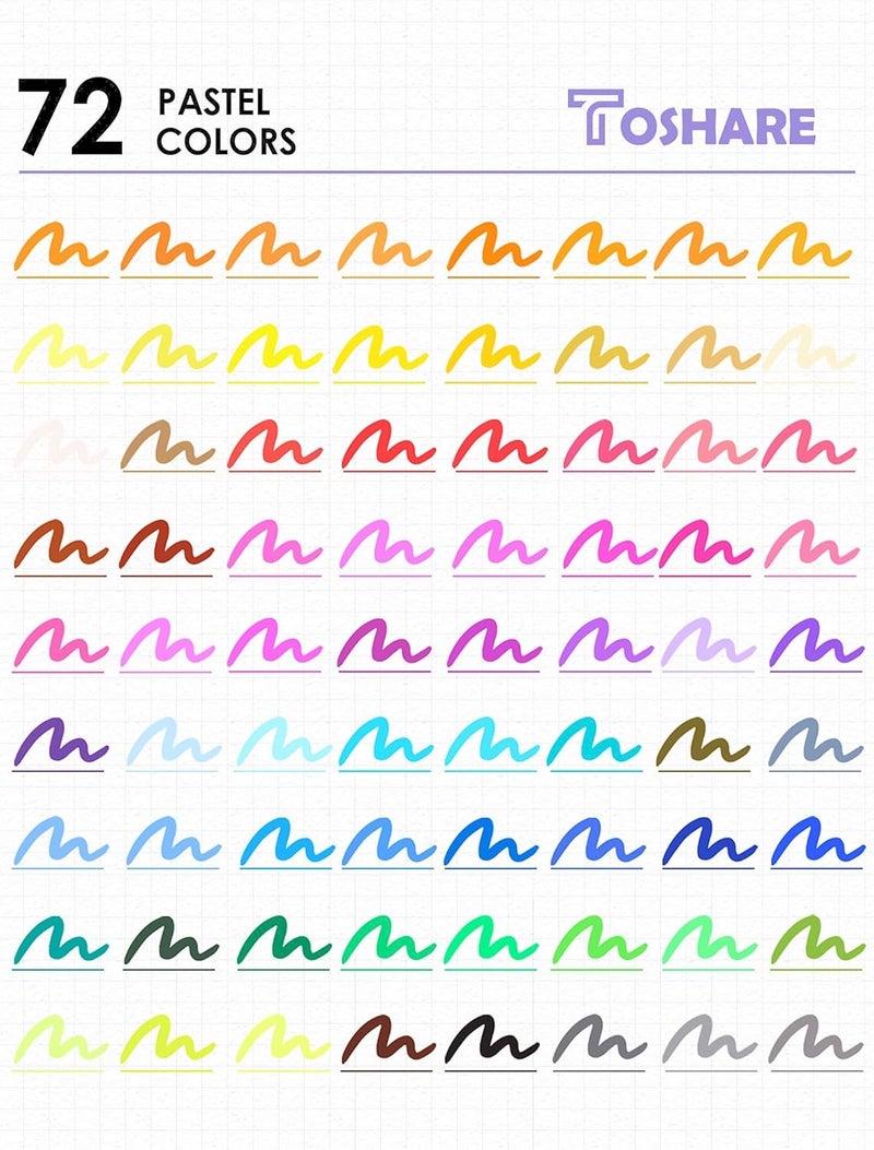 TOSHARE Art Markers Pens Dual Tip Coloring Markers Set with Brush & Fine Nib for Adult Coloring Book Christmas Gifts Professional Calligraphy & Drawing Art Supplies Kit for Adults (72 Colors) - Image 5